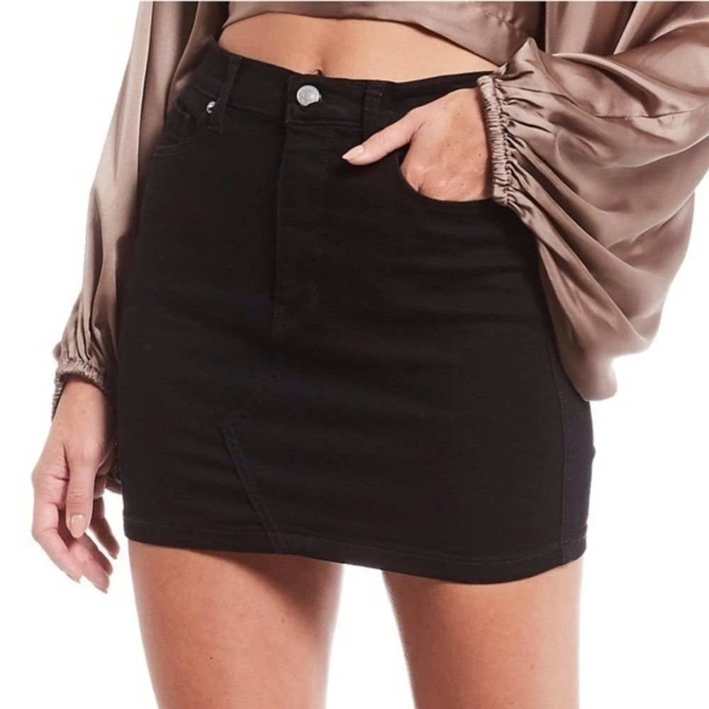 Free‎ People We The Free Teagan Black Denim Mini Skirt Size 28 NWOT